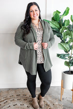 Load image into Gallery viewer, Ribbed Hooded Cardigan In Spruce