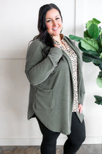 Load image into Gallery viewer, Ribbed Hooded Cardigan In Spruce