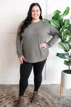 Load image into Gallery viewer, Ribbed Long Sleeve Top With Side Button Detail In Heathered Olive