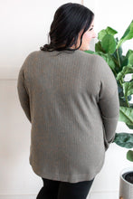 Load image into Gallery viewer, Ribbed Long Sleeve Top With Side Button Detail In Heathered Olive