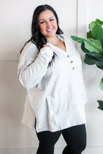 Load image into Gallery viewer, Cozy Oversized Button Front Hooded Pullover In Light Heathered Grey