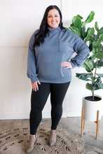 Load image into Gallery viewer, Mock Neck Top With Pocket In Slate Blue