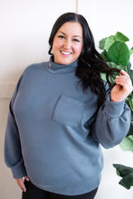 Load image into Gallery viewer, Mock Neck Top With Pocket In Slate Blue