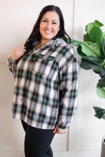 Load image into Gallery viewer, Plaid Hooded Top In Hunter Green &amp; Gold Neutrals