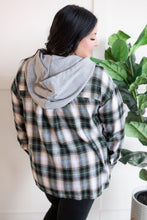 Load image into Gallery viewer, Plaid Hooded Top In Hunter Green &amp; Gold Neutrals