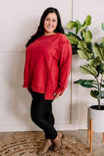 Load image into Gallery viewer, Oversized Sweatshirt Pullover With Raw Seam Detail In Red