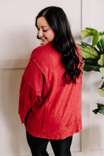 Load image into Gallery viewer, Oversized Sweatshirt Pullover With Raw Seam Detail In Red