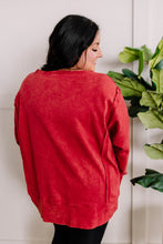 Load image into Gallery viewer, Oversized Sweatshirt Pullover With Raw Seam Detail In Red