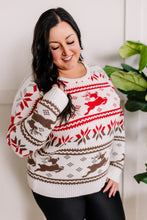 Load image into Gallery viewer, Cozy Knit Reindeer Sweater In Ivory