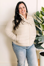 Load image into Gallery viewer, Puffer Sweater Jacket With Knit Detail In Vanilla