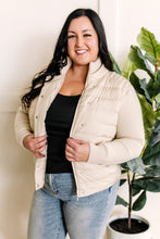 Load image into Gallery viewer, Puffer Sweater Jacket With Knit Detail In Vanilla
