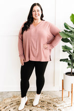 Load image into Gallery viewer, Long Sleeve V Neck Tunic Top In Dusty Rose