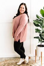Load image into Gallery viewer, Long Sleeve V Neck Tunic Top In Dusty Rose