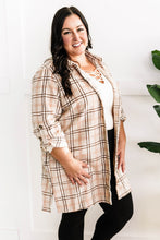 Load image into Gallery viewer, Plaid Button Up Tunic In Beige &amp; Pink