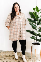 Load image into Gallery viewer, Plaid Button Up Tunic In Beige &amp; Pink
