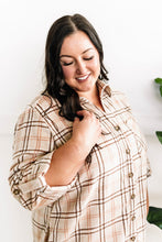 Load image into Gallery viewer, Plaid Button Up Tunic In Beige &amp; Pink