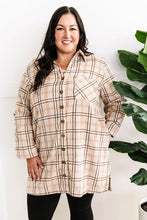 Load image into Gallery viewer, Plaid Button Up Tunic In Beige &amp; Pink