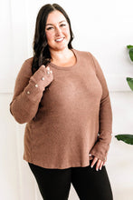 Load image into Gallery viewer, Long Sleeve Thermal Top With Button Sleeve Detail In Gingerbread