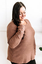 Load image into Gallery viewer, Long Sleeve Thermal Top With Button Sleeve Detail In Gingerbread