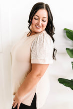 Load image into Gallery viewer, Sequin Sleeve Detailed Top In Nude