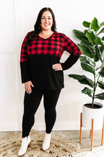 Load image into Gallery viewer, V Neck Buffalo Plaid Top In Red &amp; Black