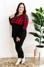 Load image into Gallery viewer, V Neck Buffalo Plaid Top In Red &amp; Black
