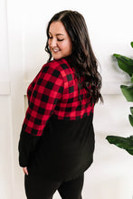 Load image into Gallery viewer, V Neck Buffalo Plaid Top In Red &amp; Black