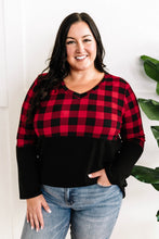 Load image into Gallery viewer, V Neck Buffalo Plaid Top In Red &amp; Black