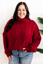 Load image into Gallery viewer, Cozy Cable Knit Sweater In Christmas Red