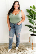 Load image into Gallery viewer, Mid Rise Bootcut Judy Blue Jeans With Plaid Patch Detail