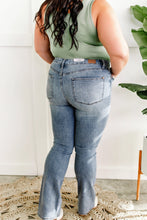 Load image into Gallery viewer, Mid Rise Bootcut Judy Blue Jeans With Plaid Patch Detail