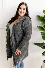 Load image into Gallery viewer, Hooded Fringe Open Front Cardigan In Heathered Grey