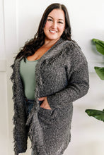 Load image into Gallery viewer, Hooded Fringe Open Front Cardigan In Heathered Grey