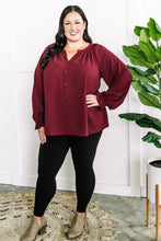 Load image into Gallery viewer, Decorative Button Front Blouse In Cranberry