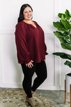 Load image into Gallery viewer, Decorative Button Front Blouse In Cranberry