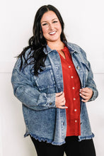 Load image into Gallery viewer, Mineral Wash Button Down Denim Jacket In Muted Navy