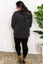 Load image into Gallery viewer, Gabby Front Top With Button Sleeve Detail In Black Polka Dots