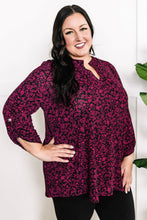 Load image into Gallery viewer, Gabby Front Top With Button Sleeve Detail In Magenta Florals