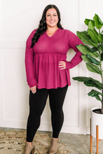 Load image into Gallery viewer, Waffle Knit Hooded Babydoll Top In Magenta