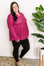 Load image into Gallery viewer, Waffle Knit Hooded Babydoll Top In Magenta