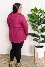 Load image into Gallery viewer, Waffle Knit Hooded Babydoll Top In Magenta