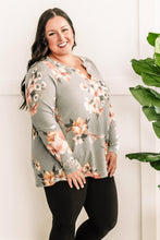 Load image into Gallery viewer, Gabby Front Cozy Long Sleeve Top In Olive Florals