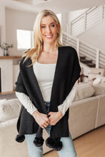 Load image into Gallery viewer, Knitted Fuzzy Pom Pom Scarf In Black