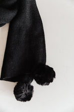 Load image into Gallery viewer, Knitted Fuzzy Pom Pom Scarf In Black