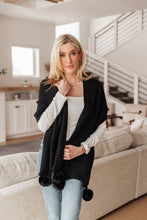 Load image into Gallery viewer, Knitted Fuzzy Pom Pom Scarf In Black