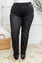 Load image into Gallery viewer, Kortney Mid Rise Straight Leg Jeans In Washed Black