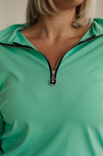 Load image into Gallery viewer, Let Me Think On It Half Zip Pullover in Mint