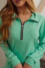 Load image into Gallery viewer, Let Me Think On It Half Zip Pullover in Mint
