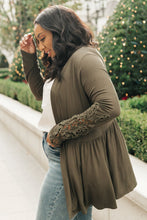 Load image into Gallery viewer, Little Bit Of Lace Cardigan In Olive