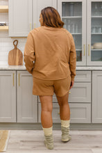 Load image into Gallery viewer, Long Sleeve Sweatshirt Top &amp; Shorts Set In Camel